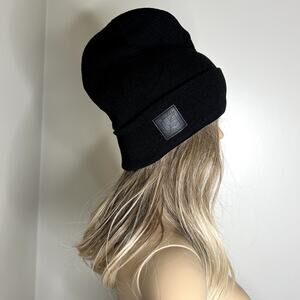 Fernway Black Logo Knit Beanie Hat